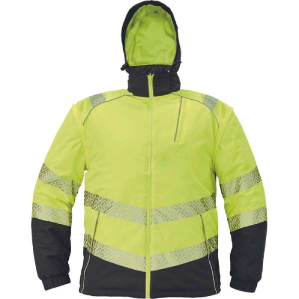 KNOXFIELD PROFI HV Winter wendbare, Warnschutzjacke HI-VIS-Jacke, 4-in-1, mit abnehmbaren Ärmeln