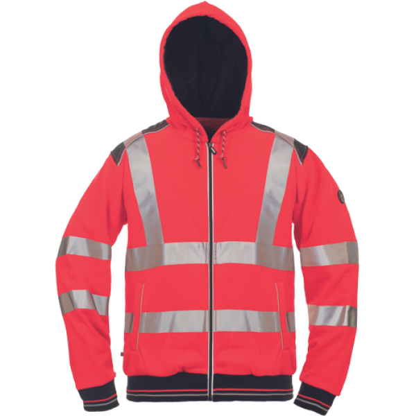 KNOXFIELD HVPS Warnschutz Kapuzenpullover mit RV, 65% Poly, 35% BW 280 g/m²