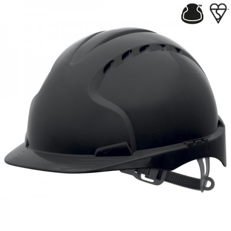 Evo3 Helm, Bauhelm, Schutzhelm  SCHWARZ mit Belueftung JSP