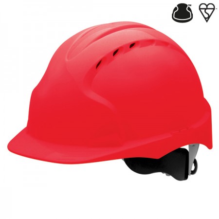 Evo3 Helm, Bauhelm, Schutzhelm  ROT mit Belueftung JSP