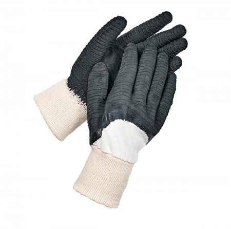 NISORIA Nahtloser Handschuh Baumwolle, getaucht  in Kautschuk schwarz
