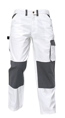 LYDDEN Zweifarbige weiß/grau Bundhose mit Kniepolstertaschen, Malerhose 