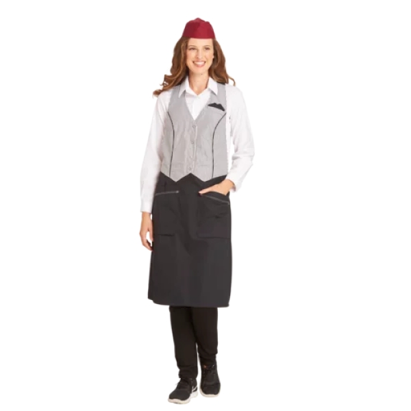 Latzschürze Damen Druckknopfverschluss