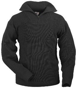 MIRAM Rollkragenpullover Reißverschluss Pullover Pulli, warm mit Wolle, schwarz