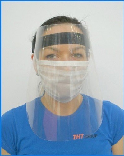 Gesichtsschutzschirm  aus PET mit verstellbarem Gummizug