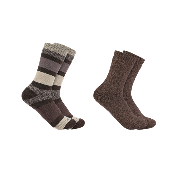 2-er Pack schwere, mehrfarbige Crew-Socken