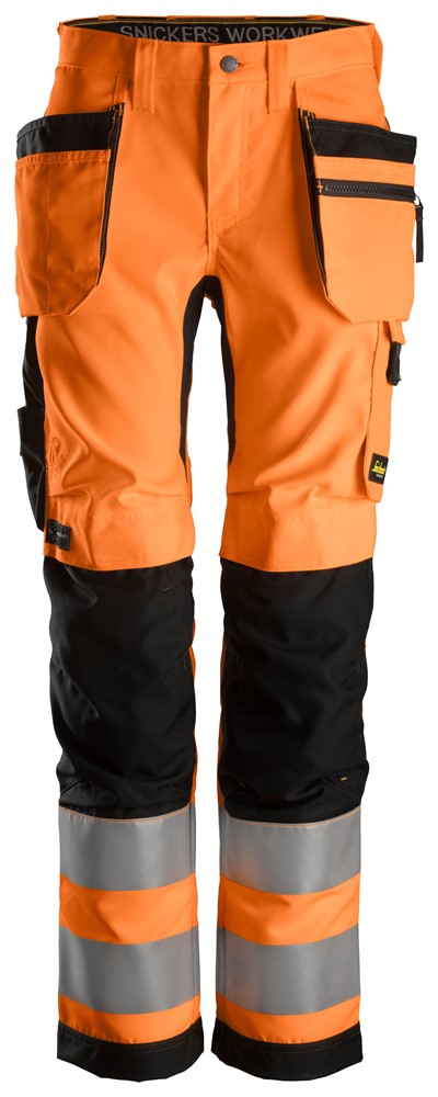 AllroundWork High-Vis Damen Arbeitshose mit Holstertaschen, Kl. 2;Warnschutzhose 